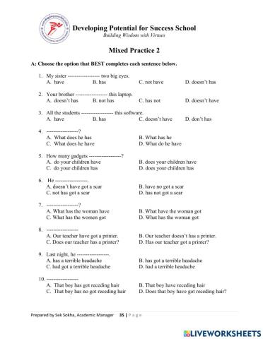 Have-Has & Have got-Has got