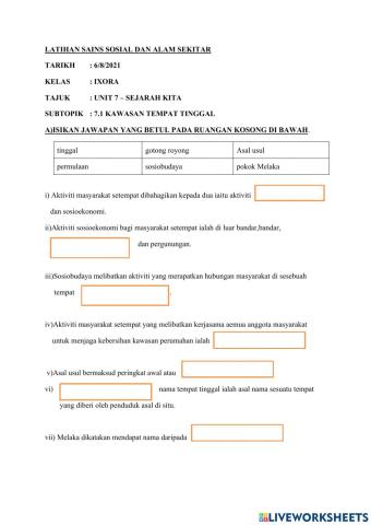 Unit 7 – sejarah kita