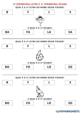 Jogo da 1ª letra e 1ª sílaba