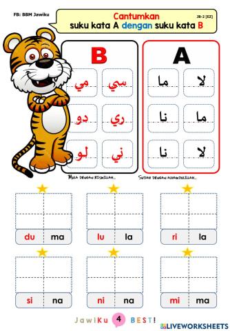 Latihtubi Mencantum suku Kata jawi
