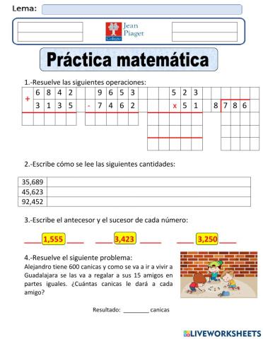 JP Practica 2 Matemáticas 6to