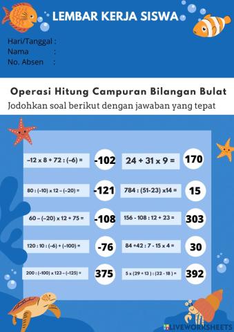 Operasi Hitung Campuran Bilangan Bulat