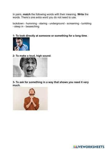 Matching activity. Song: Ghost town, Rolling Stones.