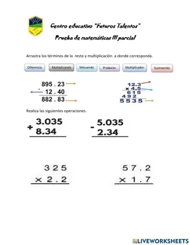 Prueba Matemáticas III parcial