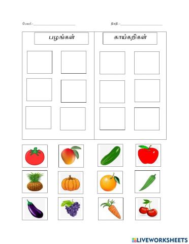 Fruits and vegetables