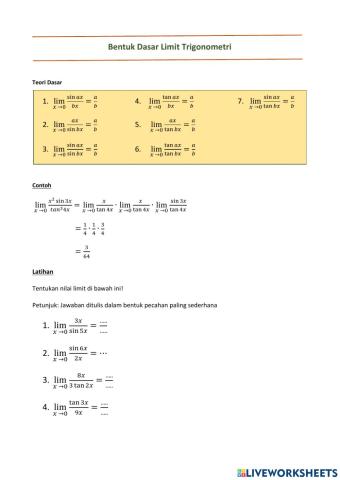 Bentuk Dasar Limit Trigonometri