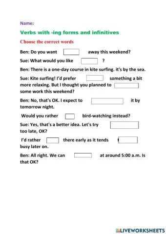 -ing forms and infinitives