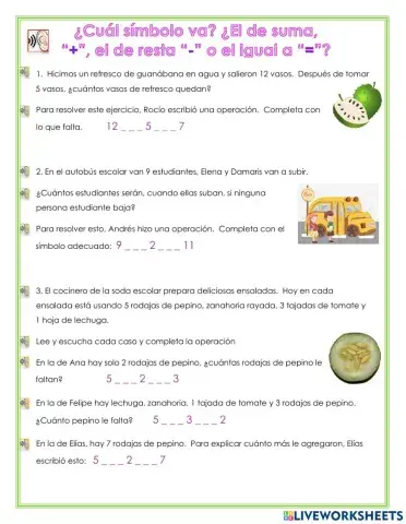 Uso de los símbolos +. - y -