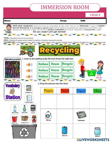 Workshop 5(p1)-C3- RECYCLING