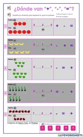 Dónde van los símbolos + , - y -