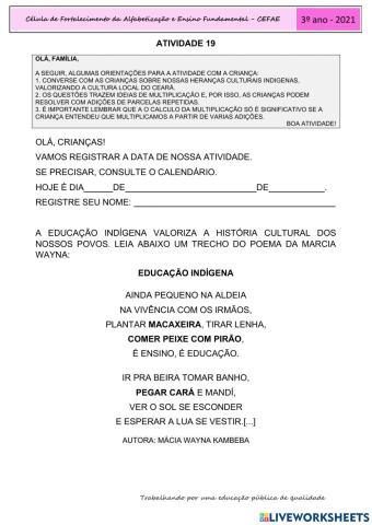 Atividade do estudo em casa