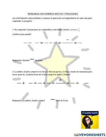 Problemas con números mixtos y enteros