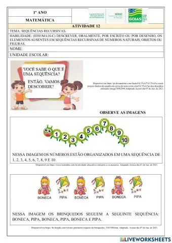 Sequências recursivas.