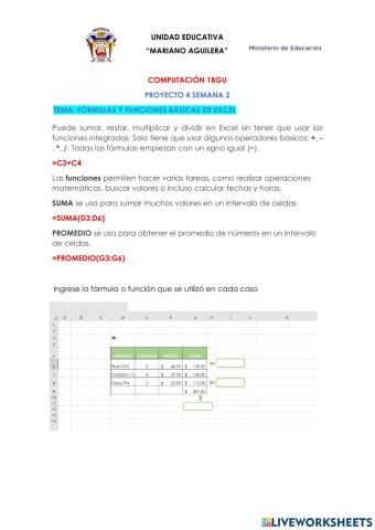 Formulas basicas de excel