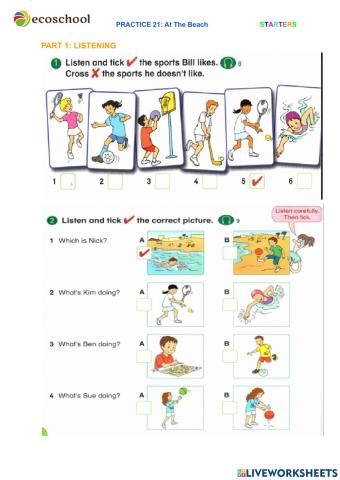 Starters Practice 21 - At the Beach