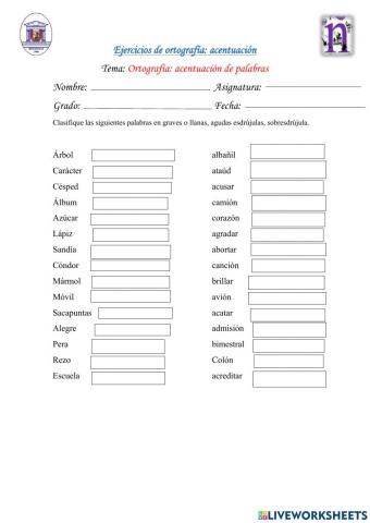 Ortografía: acentuación de palabras