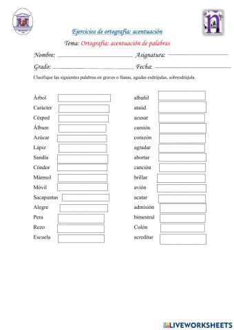 Ortografía: acentuación de palabras