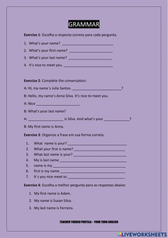 Introducing Yourself Grammar