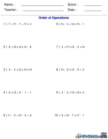 Order of Operations 1