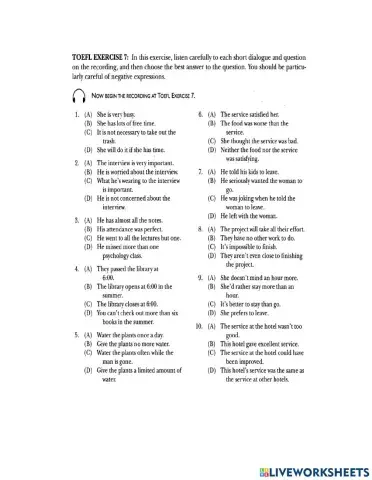 Listening exercise 7