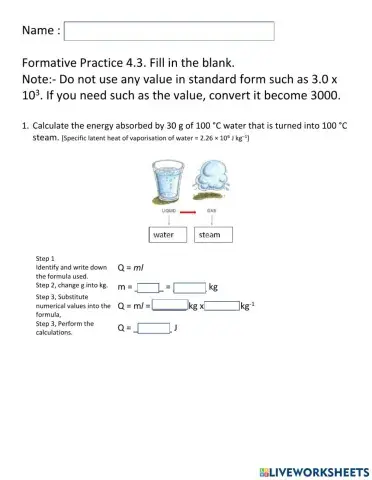 Formative Practice 4.3 Latent Heat