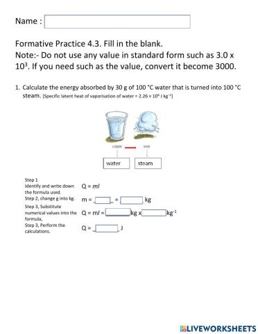 Formative Practice 4.3 Latent Heat