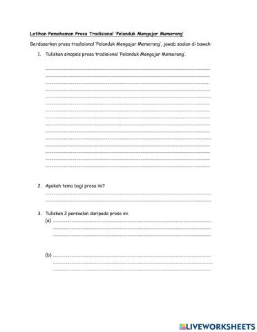 Prosa tradisional Pelanduk Mengajar Memerang