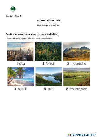 Holiday destinations