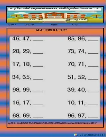 Iii  MATHS- AFTER NUMBERS