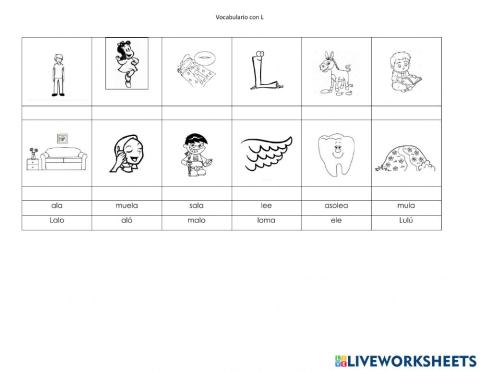 Vocabulario con el fonema L