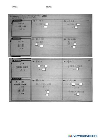 Ketaksamaan Linear dalam satu pembolehubah