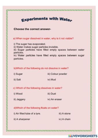 Experiments with water