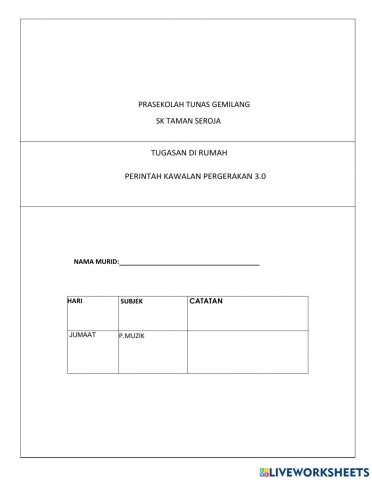 Tugasan Pendidikan Muzik Prasekolah (6 Ogos 2021)