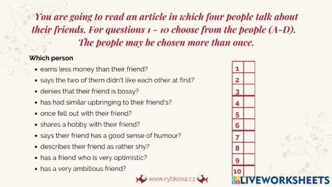 Reading (Friends) Comp.First U1