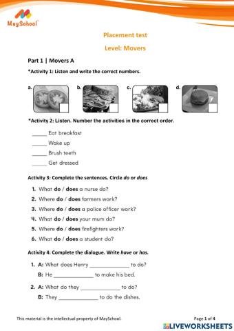 MS Placement test - Movers