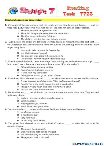 Spotlight 7 Task 7723