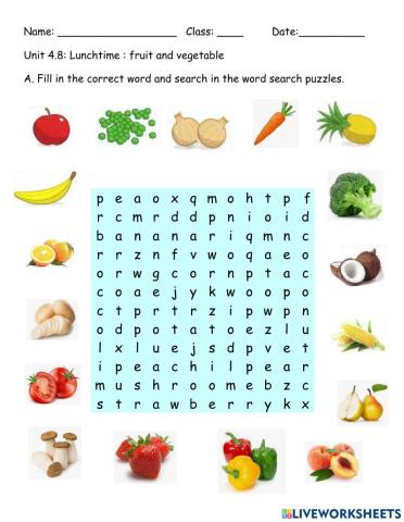 Unit 4.8 Lunchtime: Fruit and vegetable