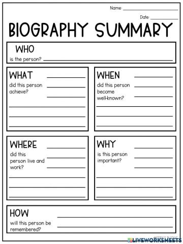Biography Graphic Organizer