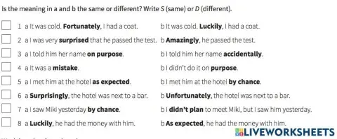 Adverbials: Luck and chance II5