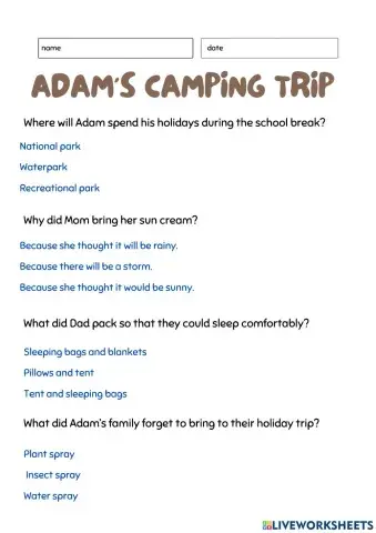 Adam's Camping Trip
