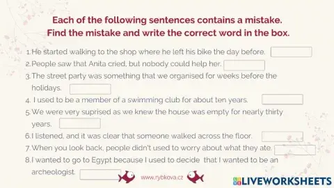Find the mistake (past tenses) Comp. First U2 SB