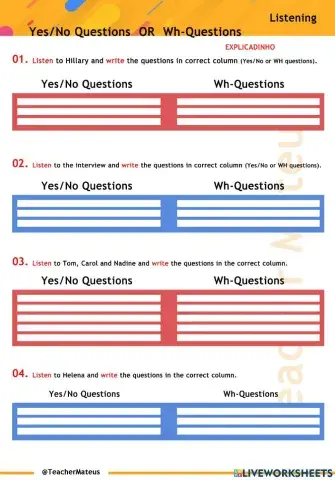 Yes No Questions OR Wh Questions - Present Simple