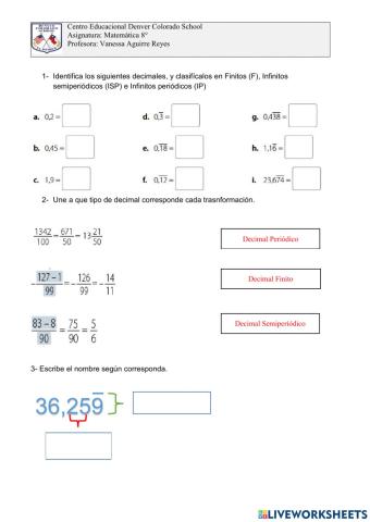 8° evaluación Porcentajes y racionales