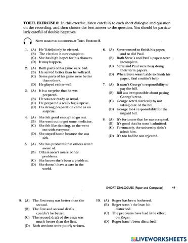 Listening exercise 8