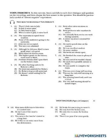 Listening exercise 9