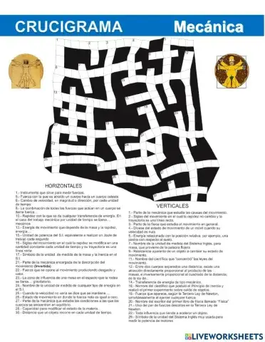 CRUCIGRAMA Mecánica