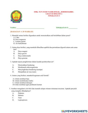 Ujian summatif 2 ogos 2021