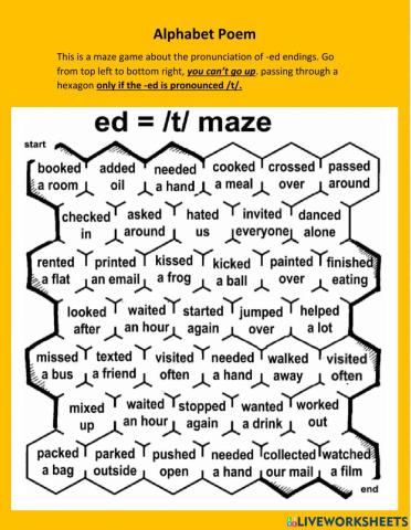 MAZE Ed endings of regular verbs.