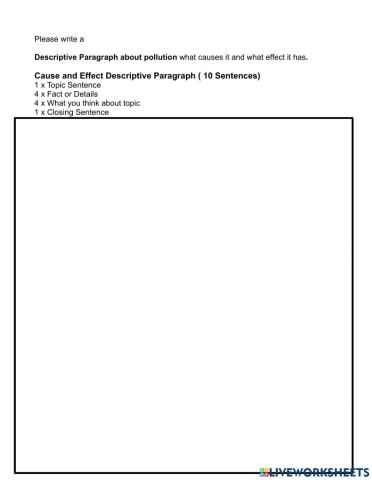 Pollution Descriptive paragraph