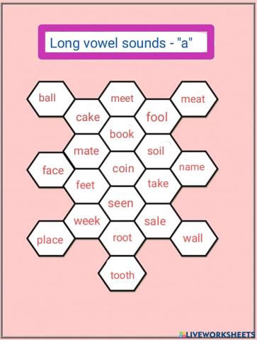 Long vowel sounds - 'a'